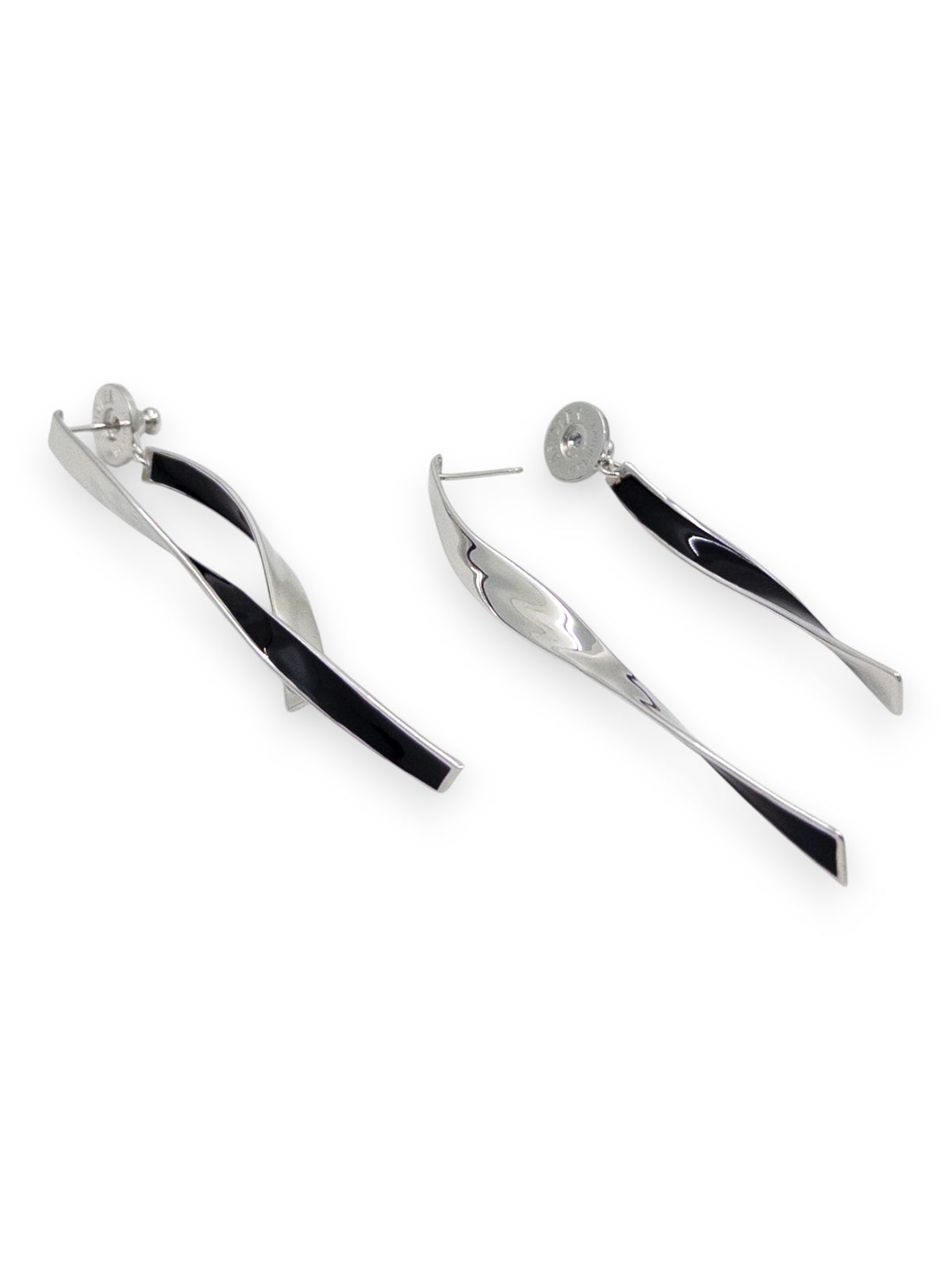Ribbon Earrings in Silver and Black