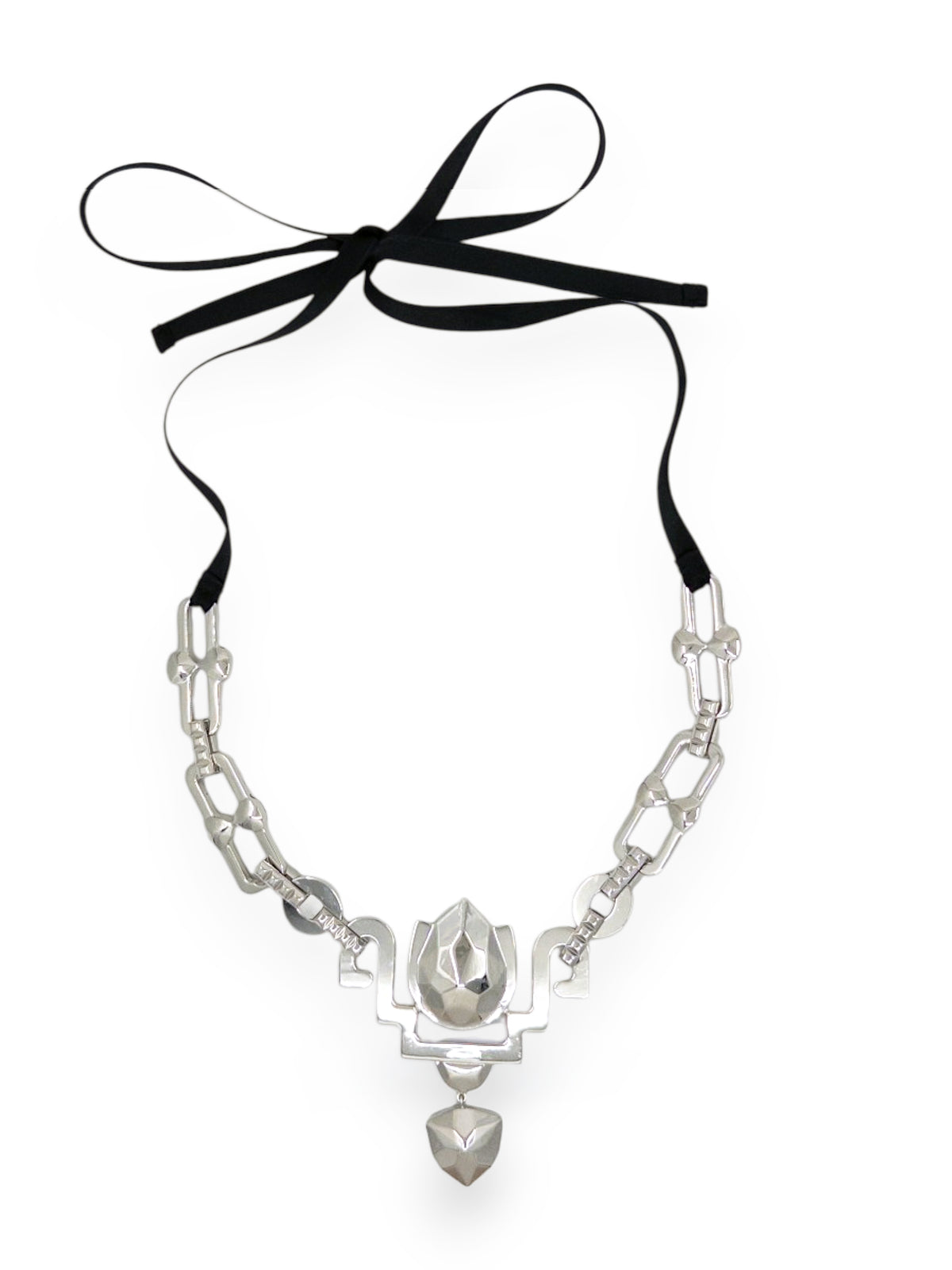 Tulip Reversible Necklace in Silver and Black