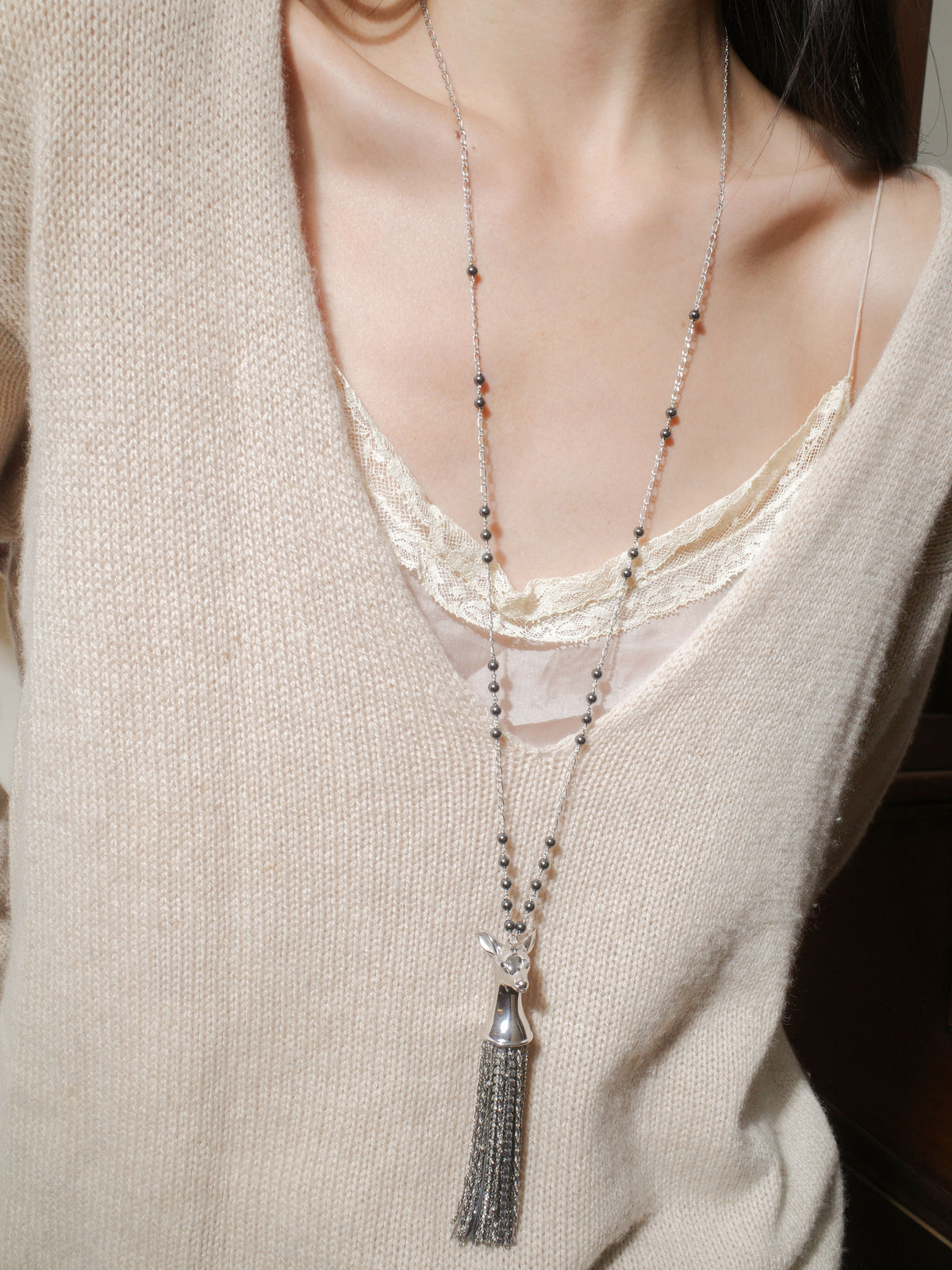 Fawn Tassel Necklace in Silver
