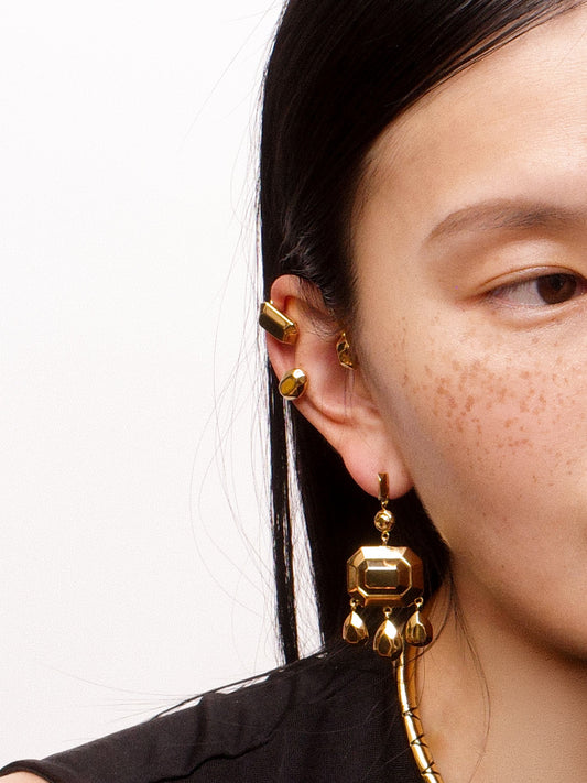 Cecilia Faceted Ear Clip in Gold