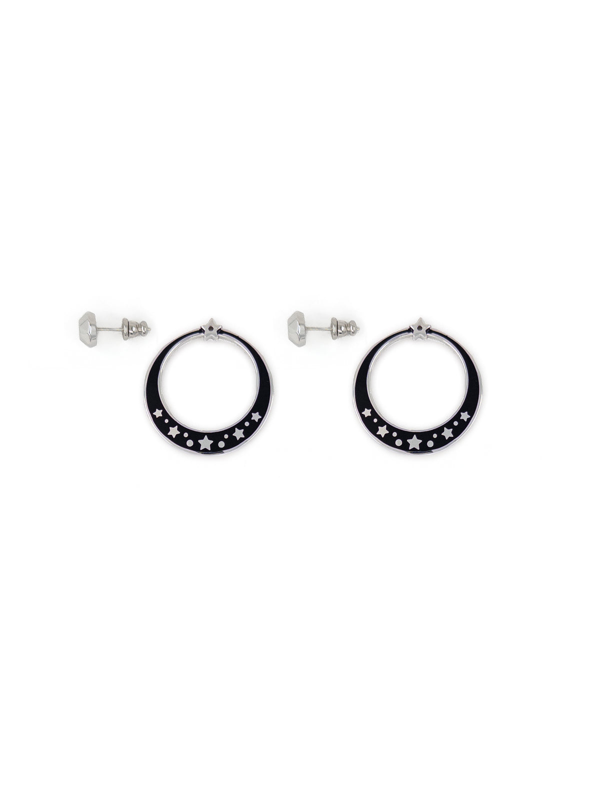 Tara Convertible Hoop Earring in Silver and Black