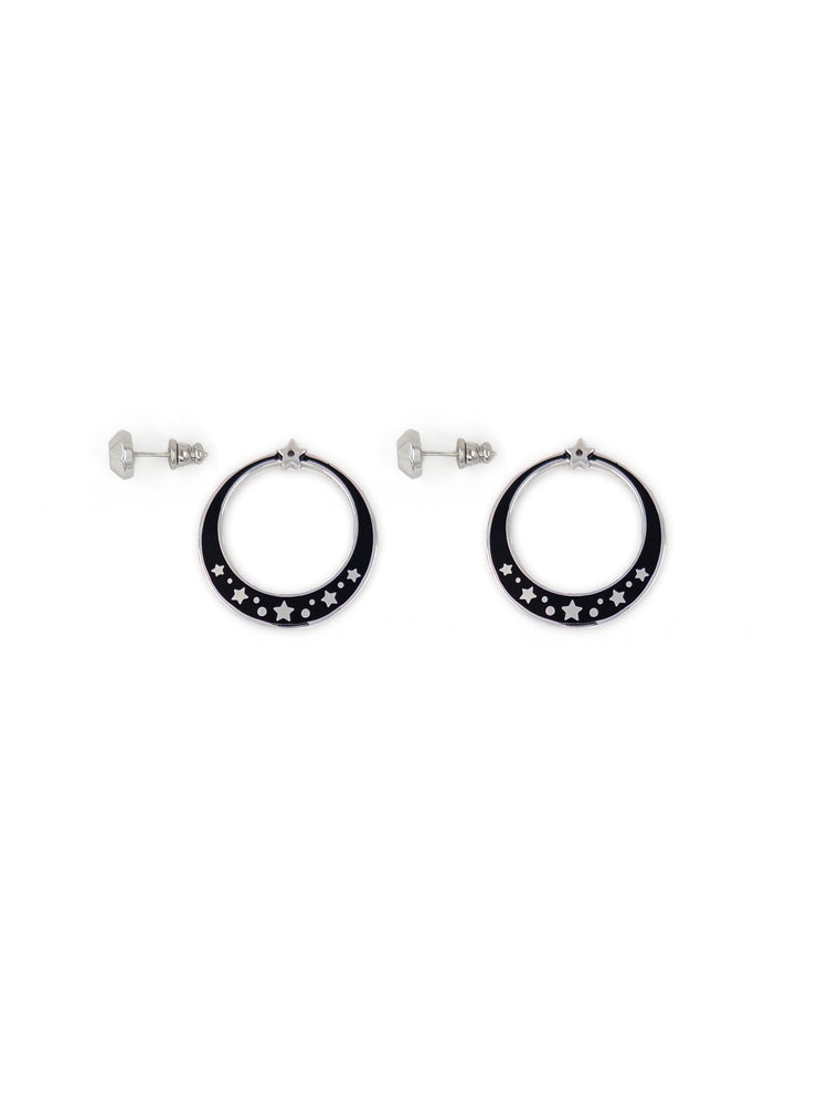 Tara Convertible Hoop Earring in Silver and Black