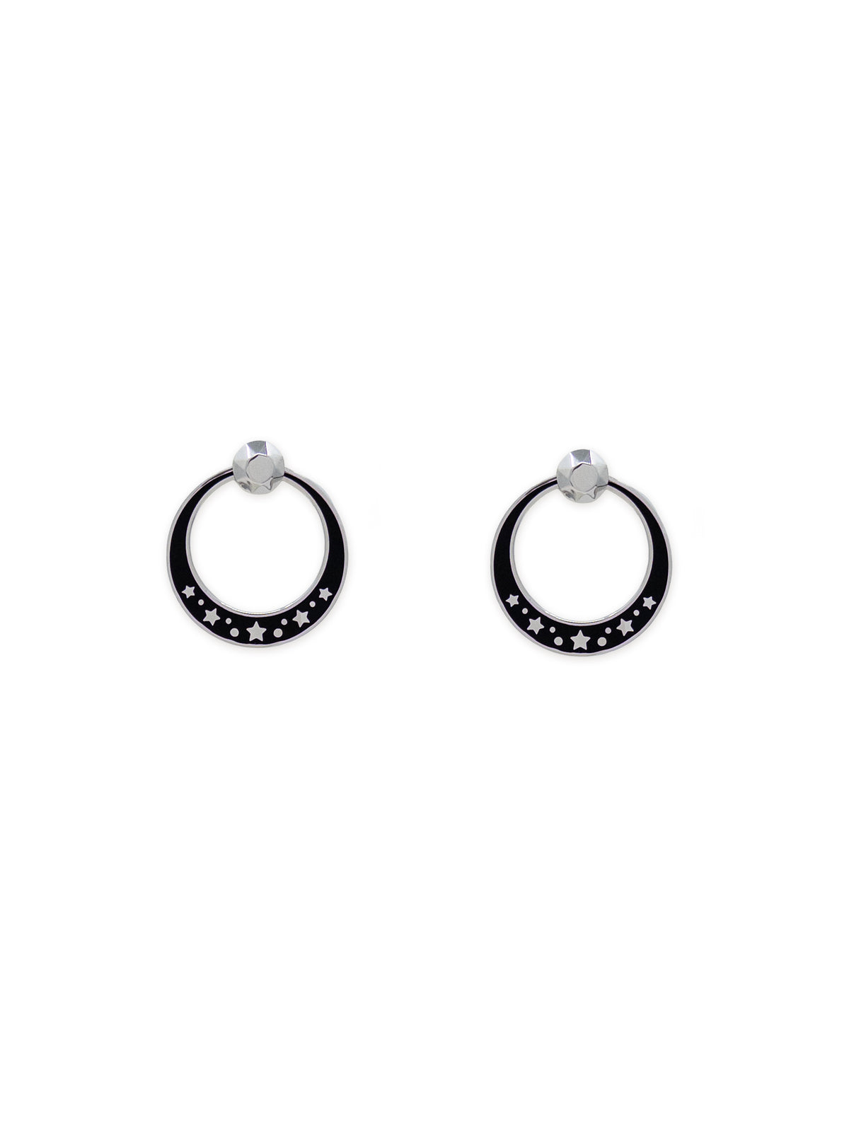 Tara Convertible Hoop Earring in Silver and Black