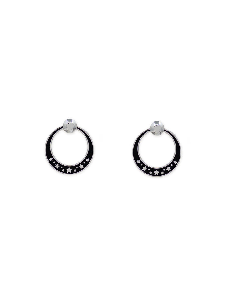 Tara Convertible Hoop Earring in Silver and Black