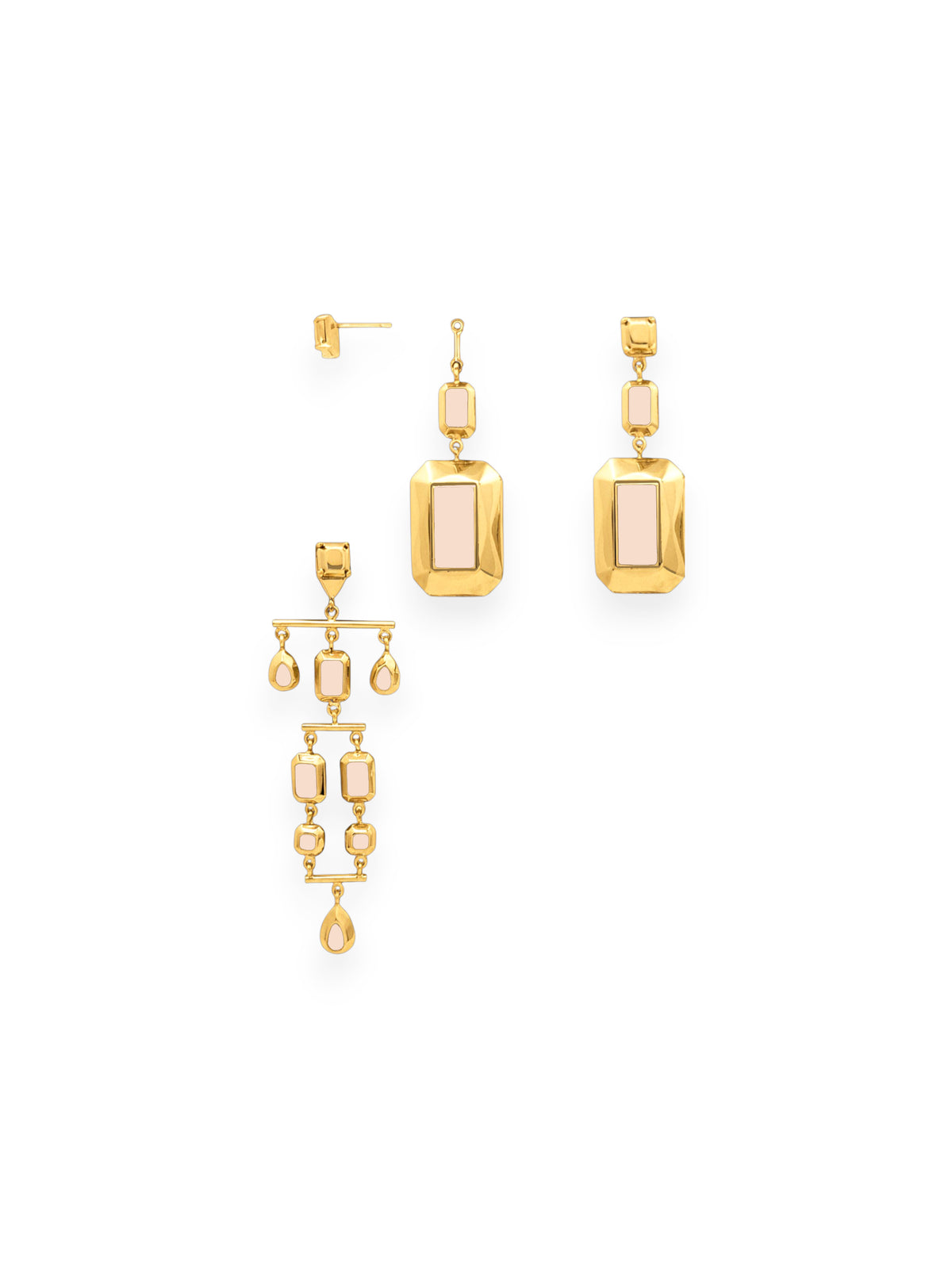 Odile Convertible Earrings in Gold and Pink
