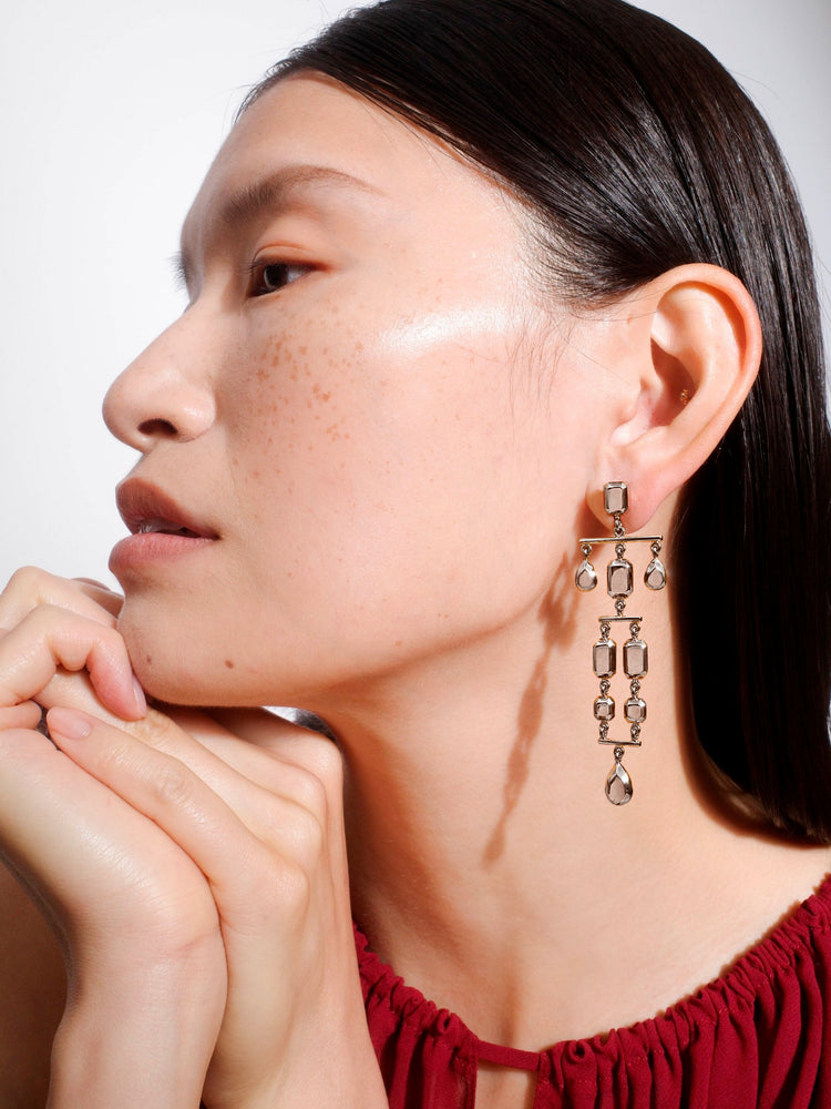 Odile Convertible Earrings in Silver and Black