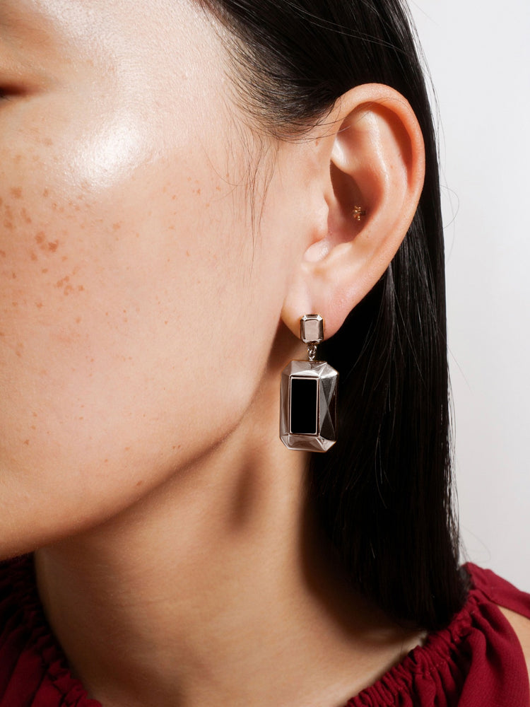 Odile Convertible Earrings in Silver and Black