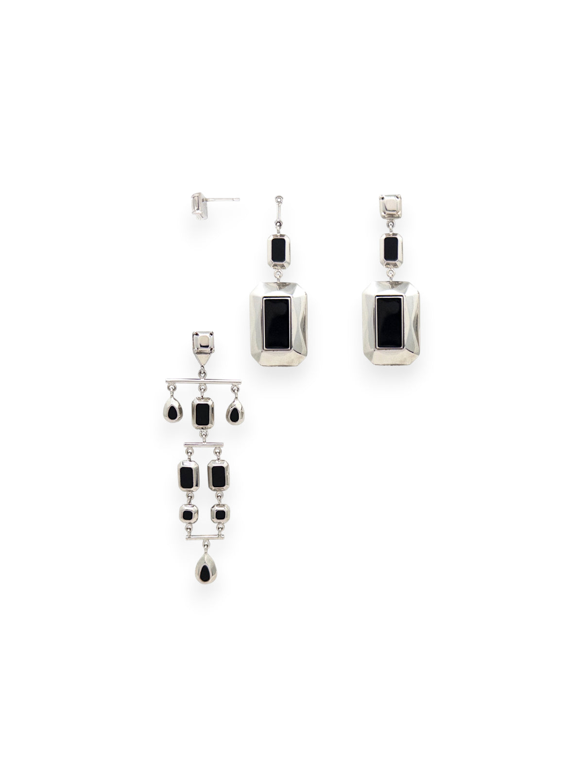 Odile Convertible Earrings in Silver and Black
