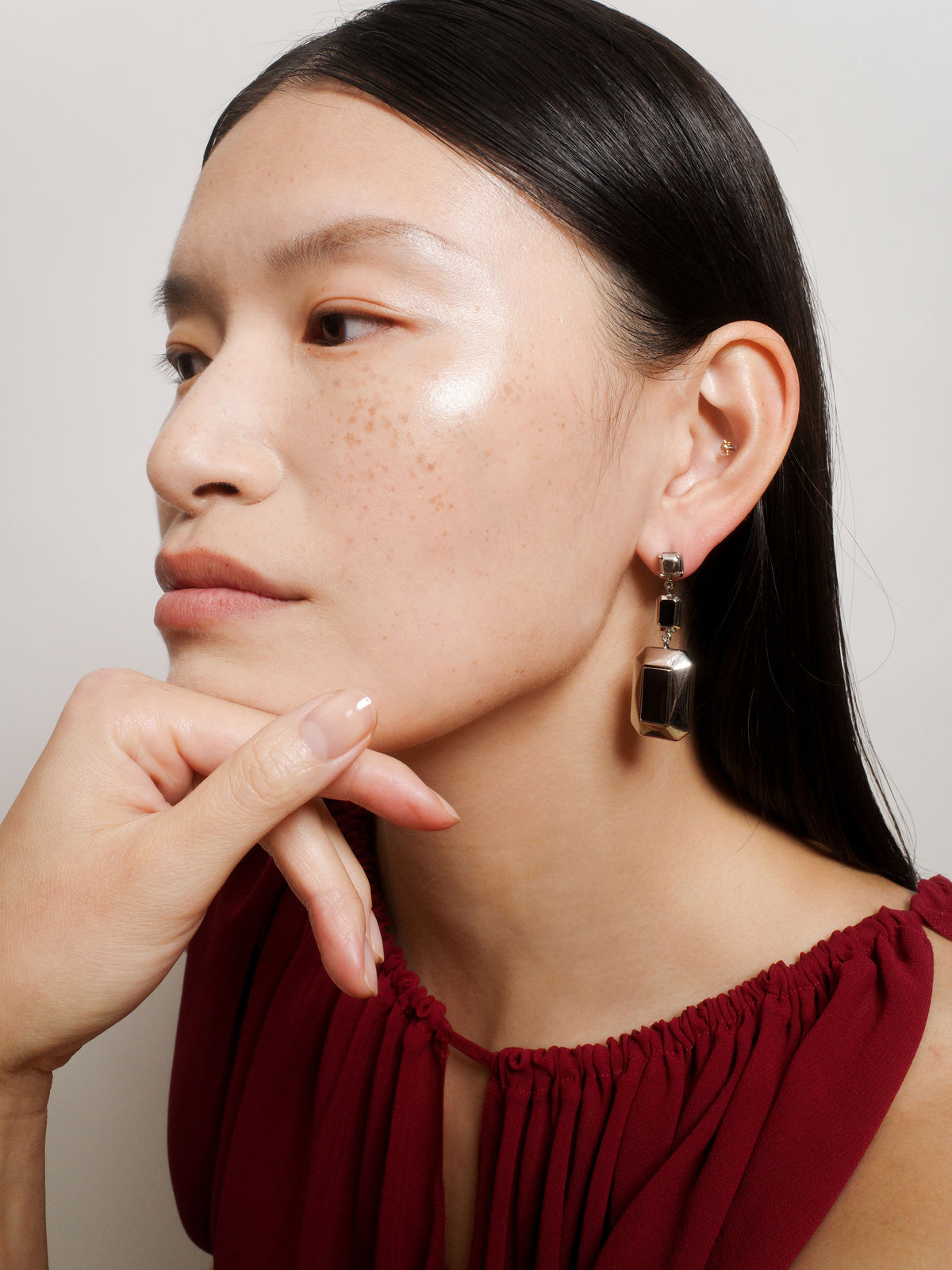 Odile Convertible Earrings in Silver and Black