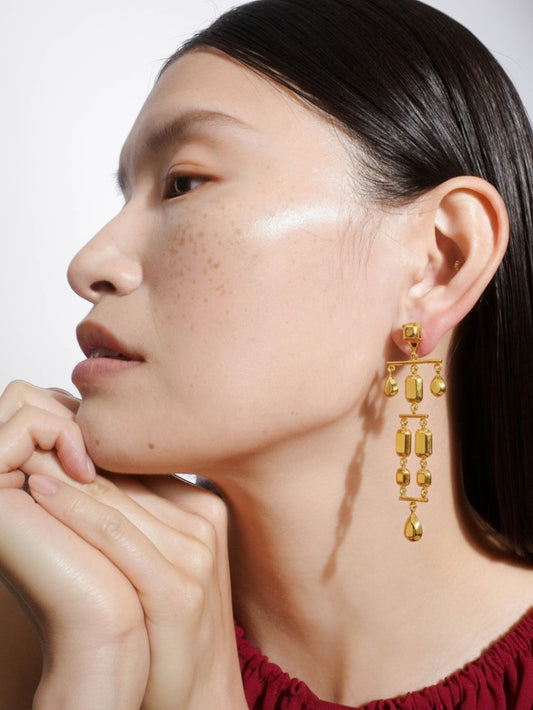 Odile Convertible Earrings in Gold and Pink