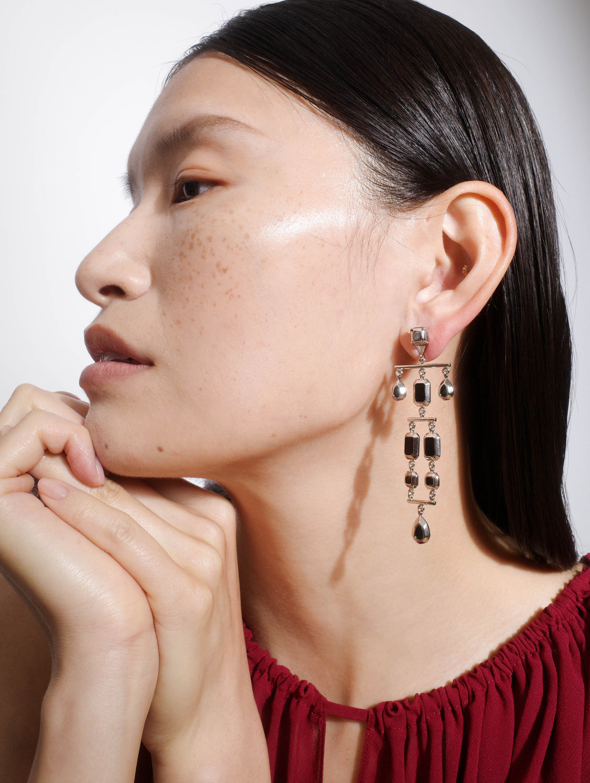 Odile Convertible Earrings in Silver and Black