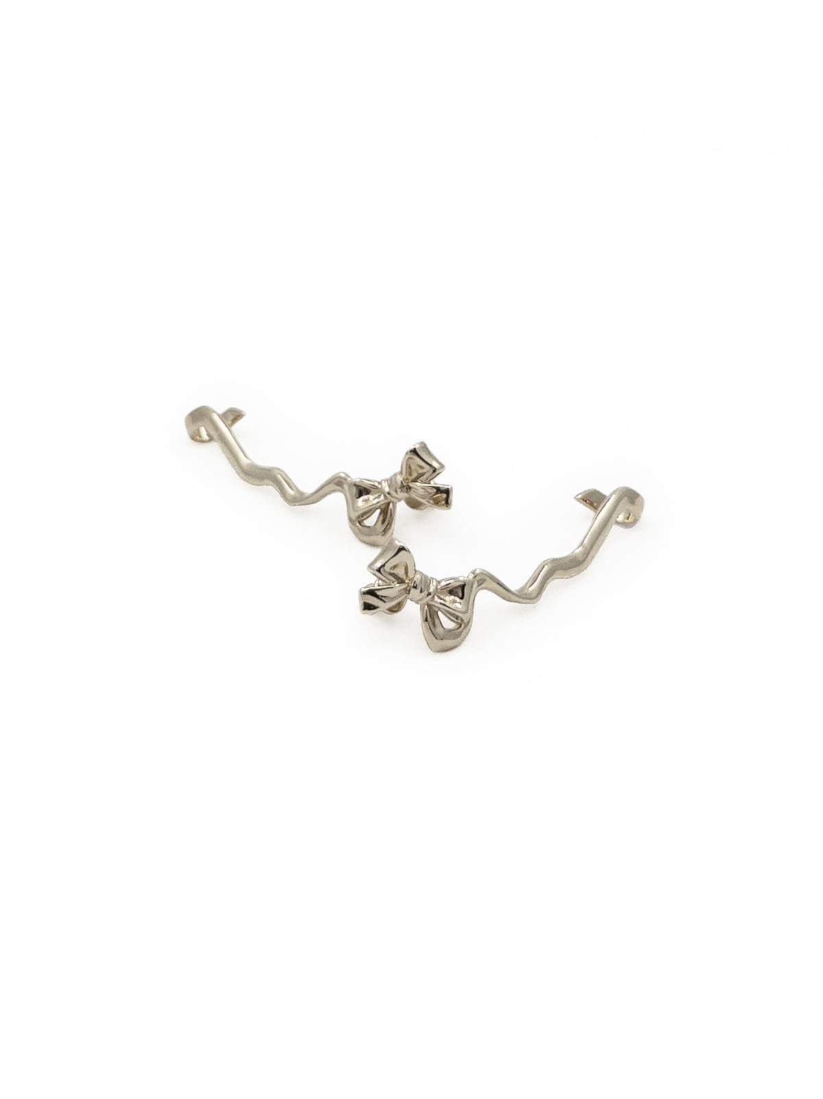 Bow Climber Earrings in Silver