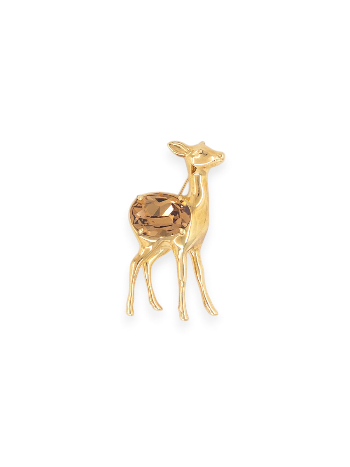 Fawn Brooch in Gold with Caramel Crystal