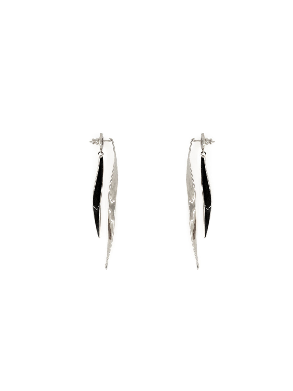 Ribbon Earrings in Silver and Black