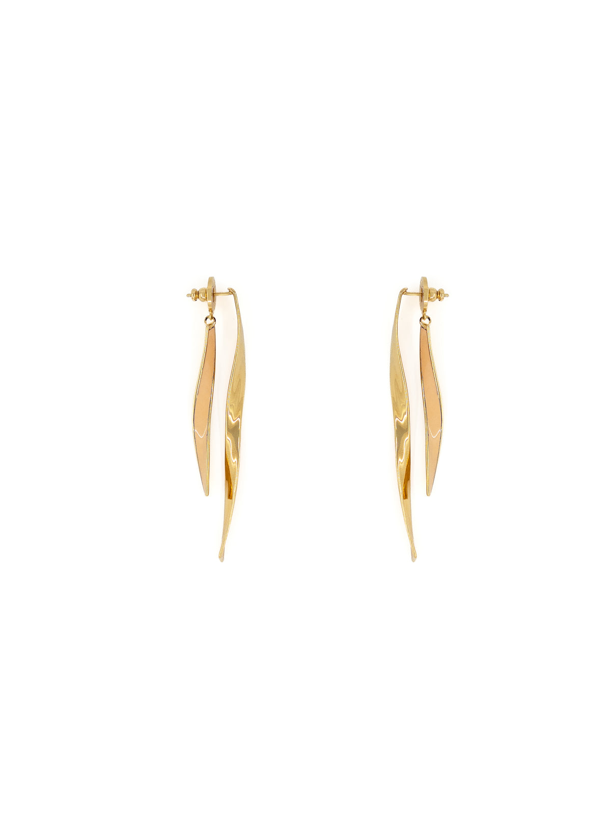 Ribbon Earrings in Gold and Pink