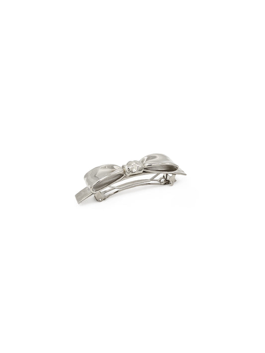 Bow Hair Barrette in Silver