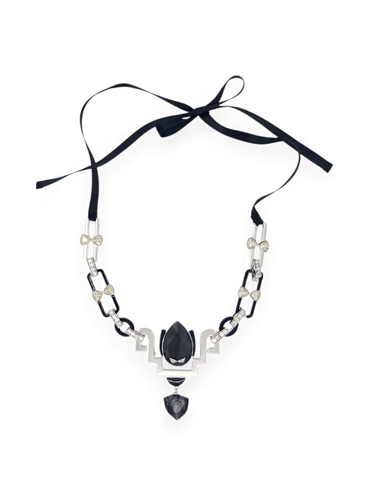 Tulip Reversible Necklace in Silver and Black