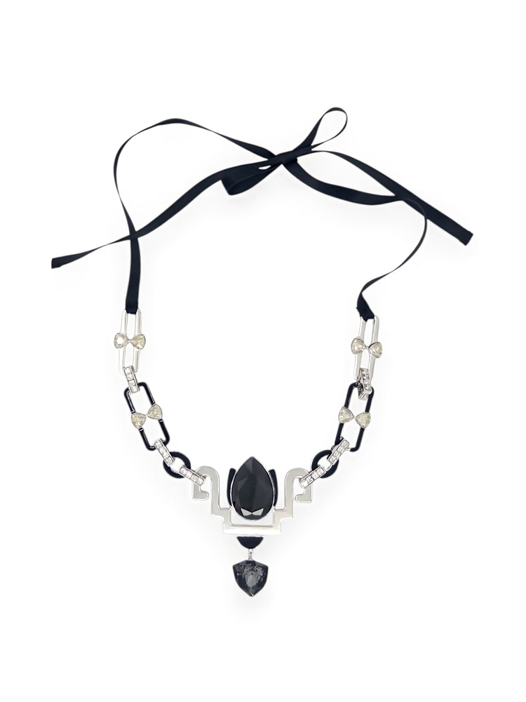 Tulip Reversible Necklace in Silver and Black