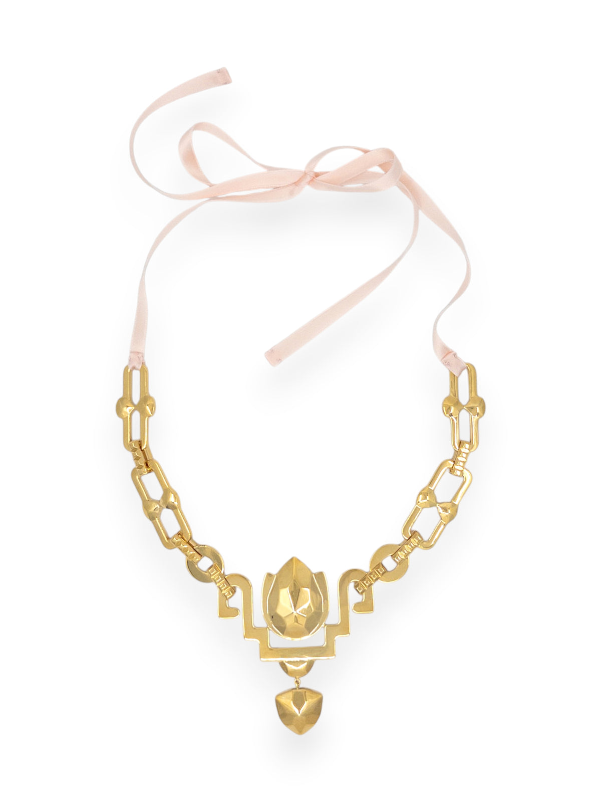 Tulip Reversible Necklace in Gold and Caramel
