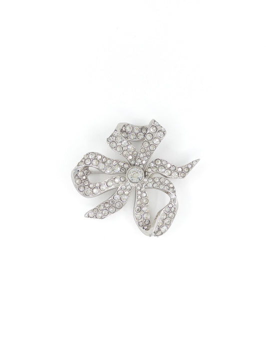Front view of the SEIDLER Vivienne Bow Brooch with Swarovski crystals