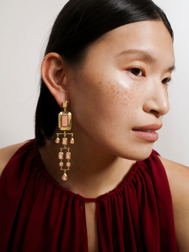 Odile Convertible Earrings in Gold and Pink
