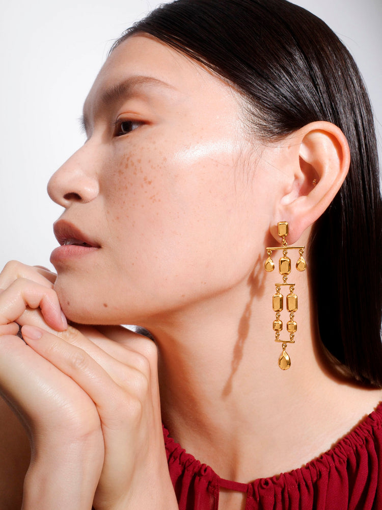 Odile Convertible Earrings in Gold and Pink