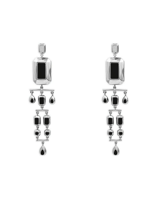 Odile Convertible Earrings in Silver and Black