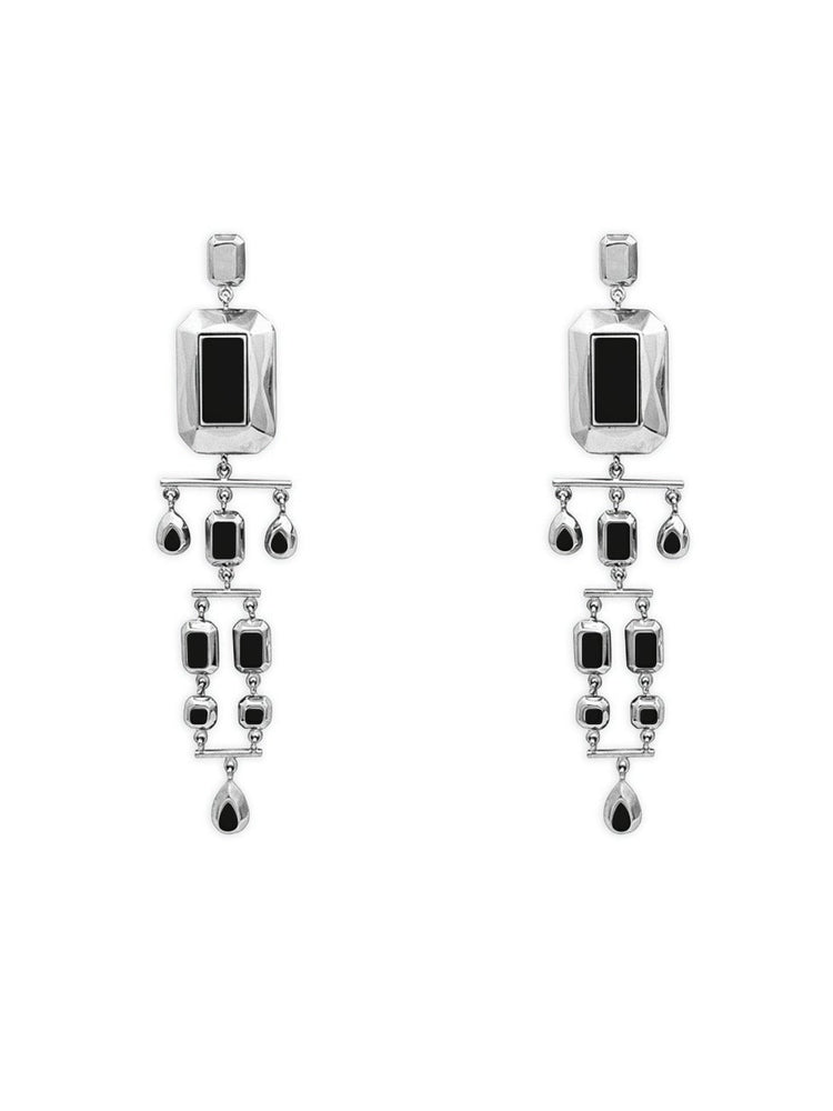 Odile Convertible Earrings in Silver and Black