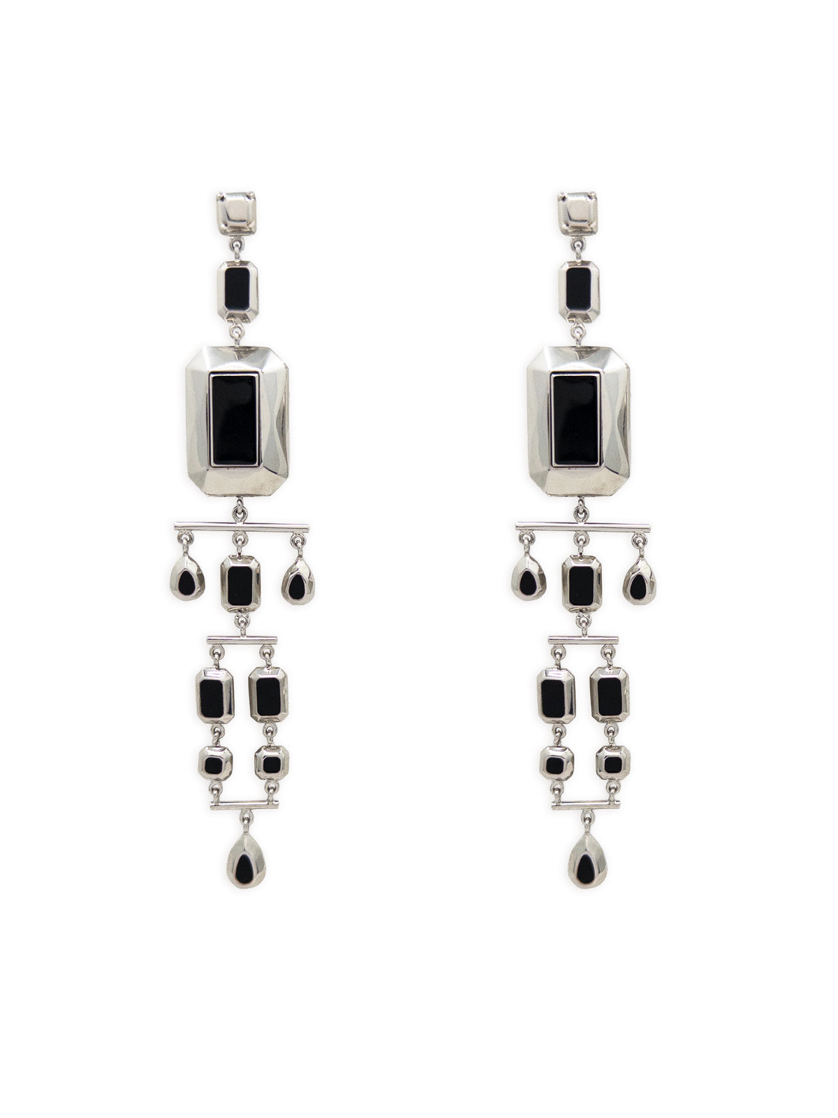 Odile Convertible Earrings in Silver and Black