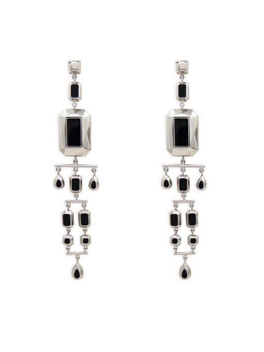 Odile Convertible Earrings in Silver and Black