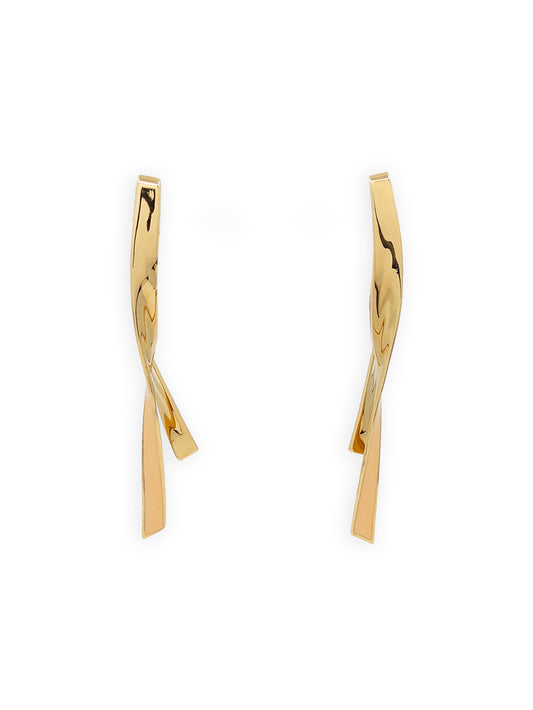Ribbon Earrings in Gold and Pink