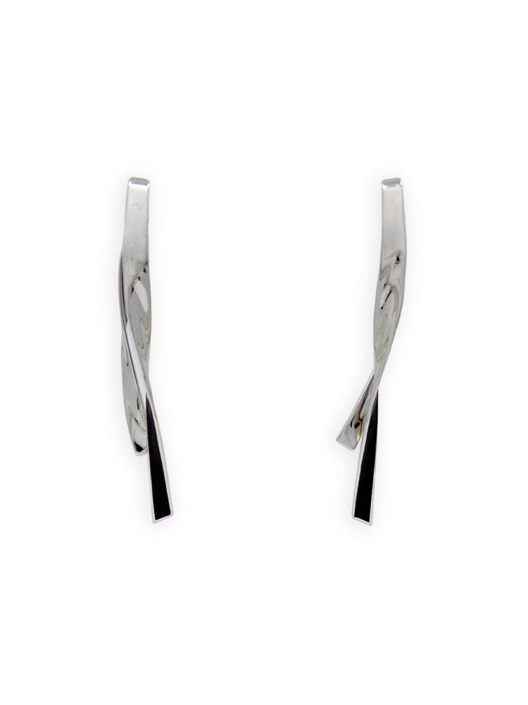 Ribbon Earrings in Silver and Black