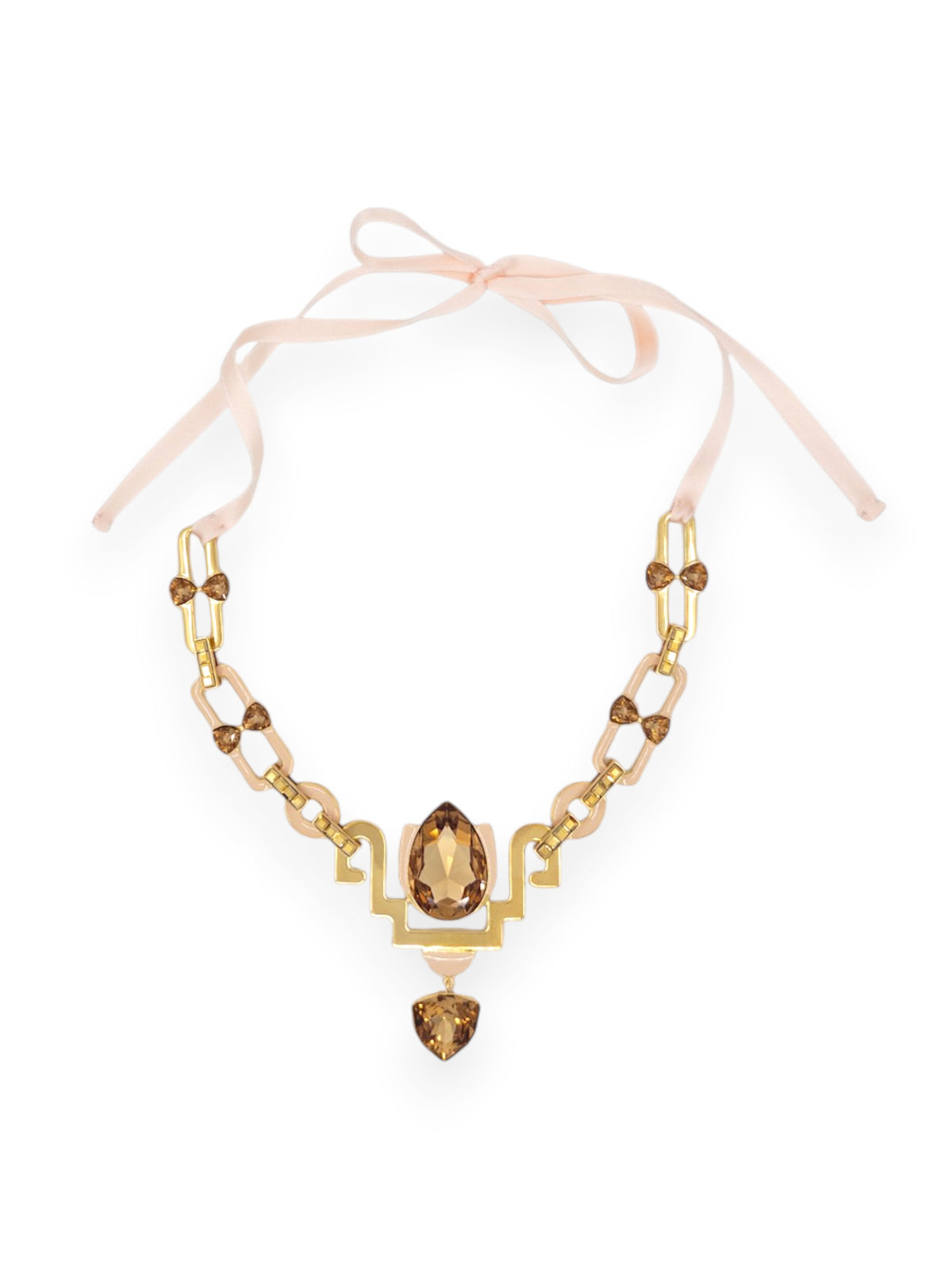 Tulip Reversible Necklace in Gold and Caramel