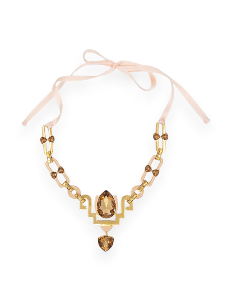 Tulip Reversible Necklace in Gold and Caramel