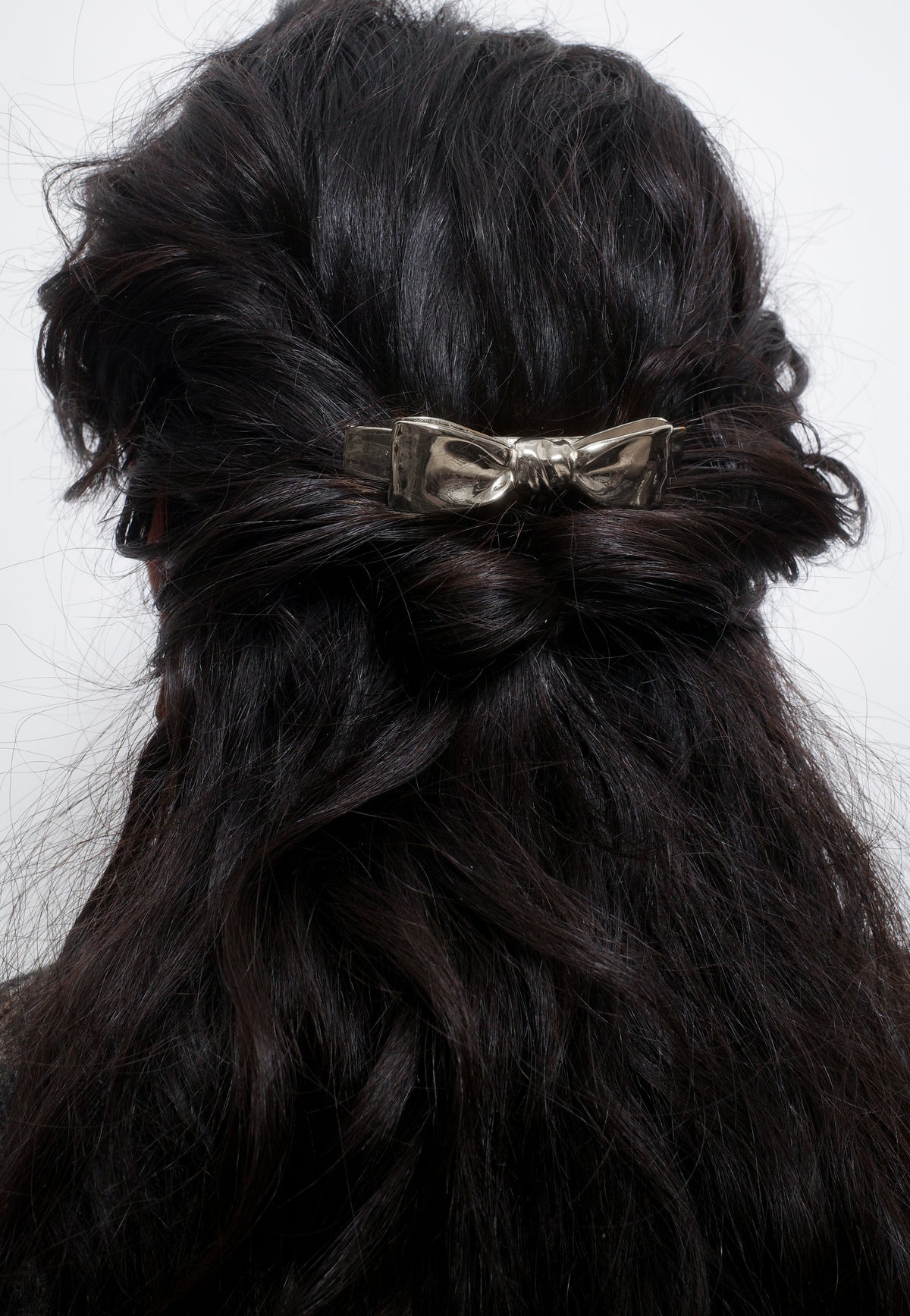 Bow Hair Barrette in Silver
